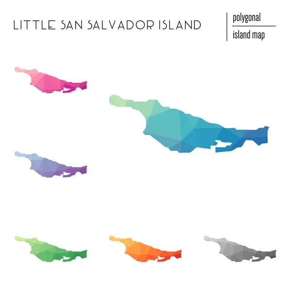 Conjunto de mapas poligonales vectoriales de Little San Salvador Island llenos de gradiente brillante de arte polivinílico bajo . — Vector de stock