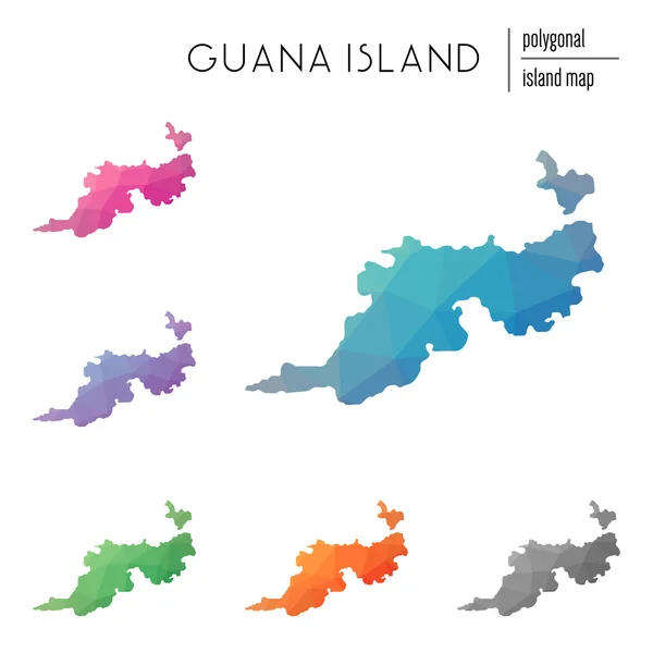 Conjunto de mapas poligonales vectoriales de la isla de Guana llenos de gradiente brillante de arte poli bajo . — Vector de stock