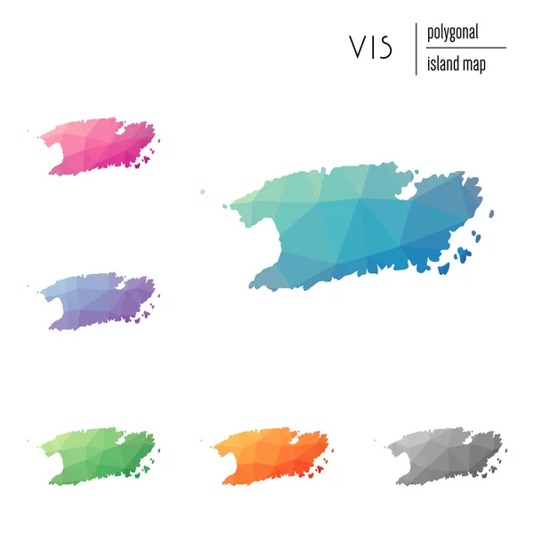 Set of vector polygonal Vis maps filled with bright gradient of low poly art. — Διανυσματικό Αρχείο