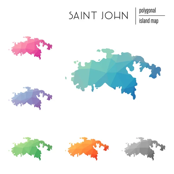 Set van vector die veelhoekige Saint John kaarten gevuld met helder verloop van laag poly kunst. — Stockvector