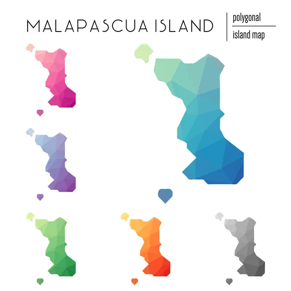 Conjunto de mapas poligonales vectoriales de la isla de Malapascua llenos de gradiente brillante de arte poli bajo . — Vector de stock