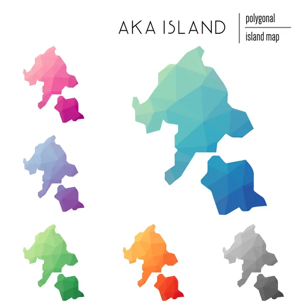矢量多边形 Aka 岛映射集充满明亮渐变的低聚艺术. — 图库矢量图片