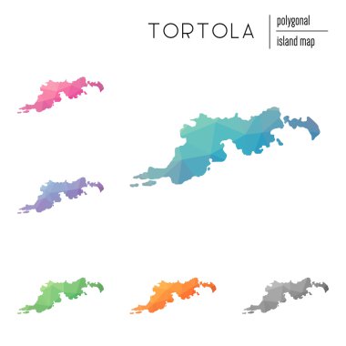 Poligonal Tortola haritalar vektör kümesi düşük Poli sanat parlak bir gradyan ile dolu.