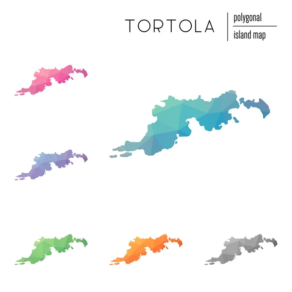 Conjunto de mapas poligonales vectoriales de Tortola llenos de gradiente brillante de arte polivinílico bajo . — Vector de stock