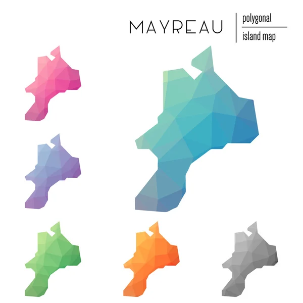 Conjunto de mapas poligonales vectoriales de Mayreau llenos de gradiente brillante de arte polivinílico bajo . — Vector de stock