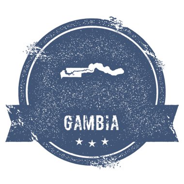 Gambiya işareti. Lastik damga adı ve Gambiya, vektör çizim Haritası ile seyahat. Kullanılabilir