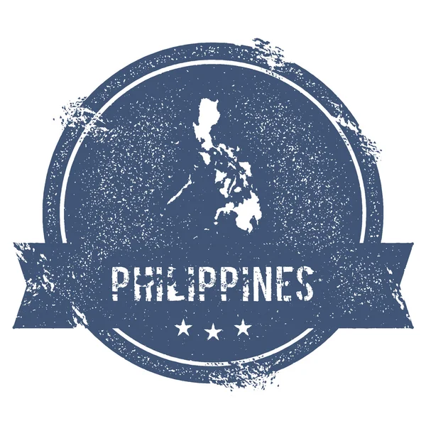 Philippinen markieren. Reisegummimarke mit dem Namen und der Karte der Philippinen, Vektorillustration. kann — Stockvektor