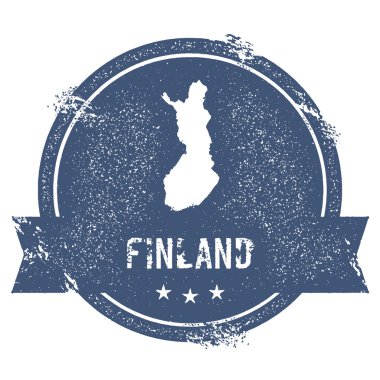 Finlandiya işareti. Lastik damga adı ve Finlandiya, vektör çizim Haritası ile seyahat. Kullanılabilir
