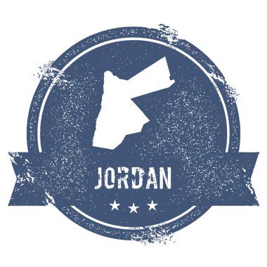 Jordan işareti. Lastik damga adı ve Ürdün, vektör çizim Haritası ile seyahat. Kullanılabilir