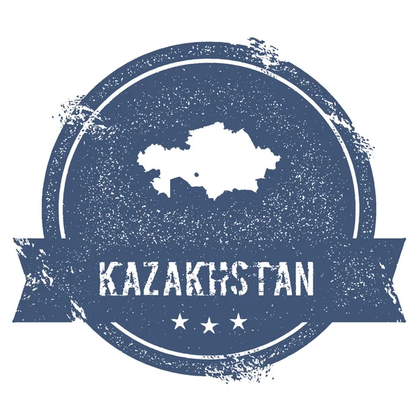 Kazakistan işareti. Lastik damga adı ve Kazakistan, vektör çizim Haritası ile seyahat. Can