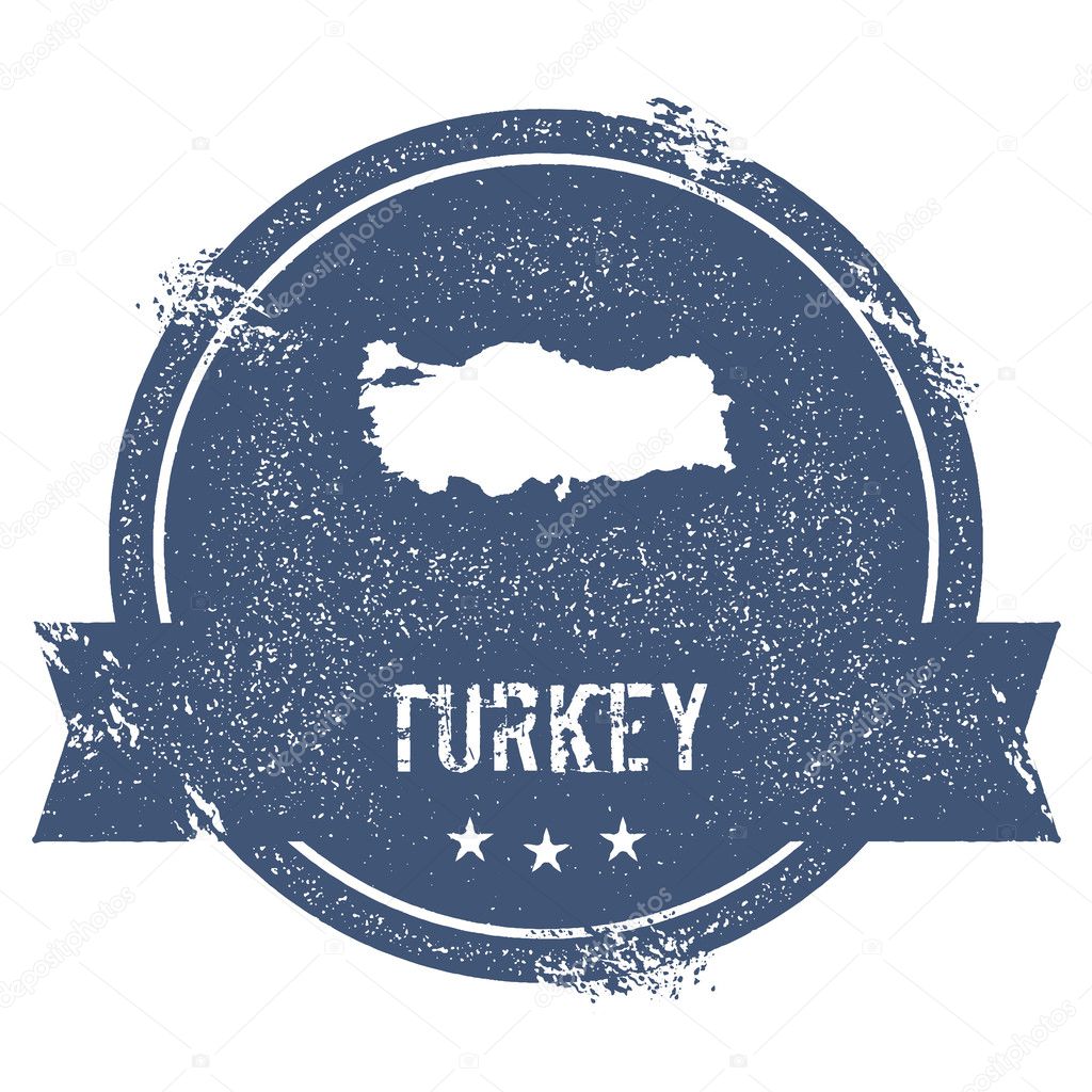 Turkey mark. Travel rubber stamp with the name and map of Turkey, vector illustration. Can be used