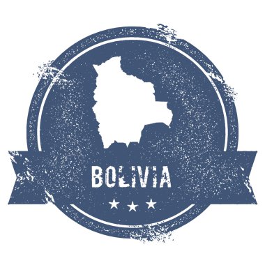 Bolivya işareti. Lastik damga adı ve Bolivya, vektör çizim Haritası ile seyahat. Kullanılabilir