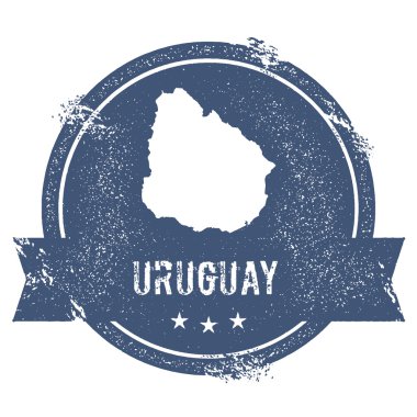 Uruguay işareti. Lastik damga adı ve Uruguay, vektör çizim Haritası ile seyahat. Kullanılabilir