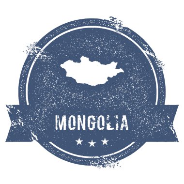 Moğolistan işareti. Lastik damga adı ve Moğolistan, vektör çizim Haritası ile seyahat. -Ebilmek var olmak