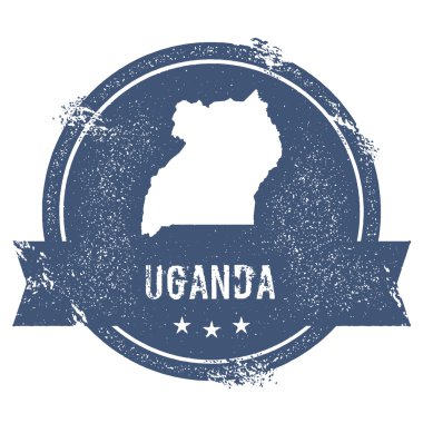 Uganda işareti. Lastik damga adı ve Uganda, vektör çizim Haritası ile seyahat. Kullanılabilir