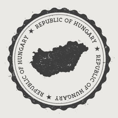 Macaristan hipster yuvarlak lastik damgası ile ülke harita.