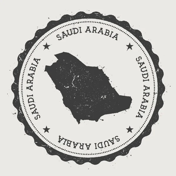 Arabia Saudita hipster ronda sello de goma con mapa del país . — Archivo Imágenes Vectoriales