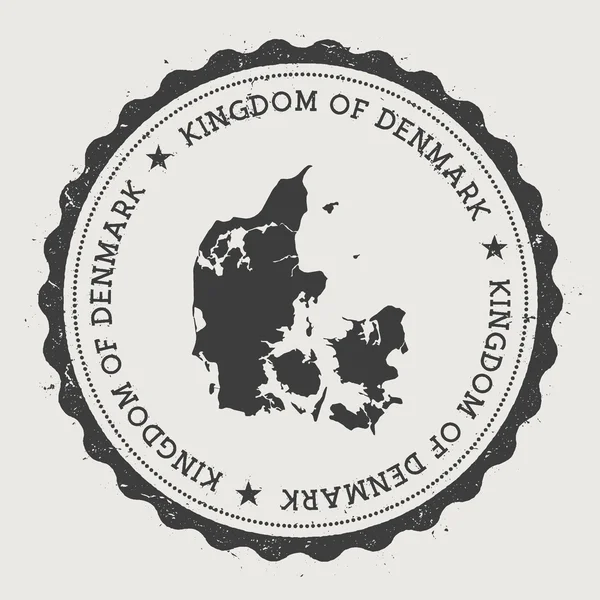 Denmark hipster round rubber stamp with country map. — Stockový vektor