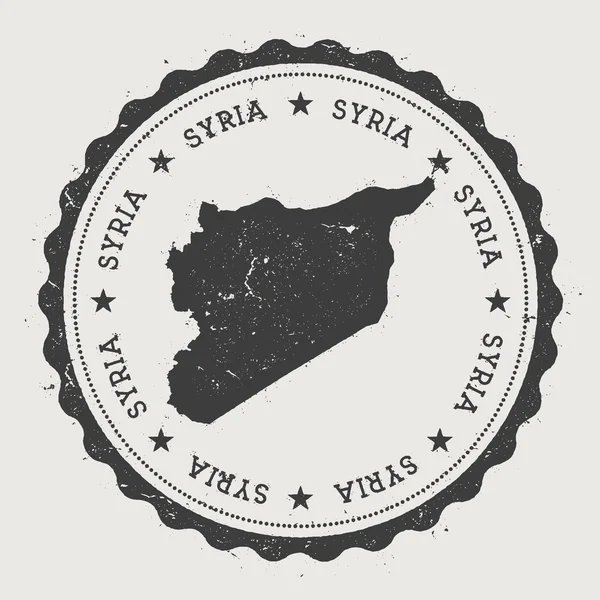 Syrian Arab Republic hipster round rubber stamp with country map. — Stockový vektor