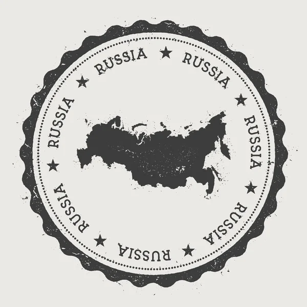 Russische Federatie hipster ronde rubber stempel met land kaart. — Stockvector