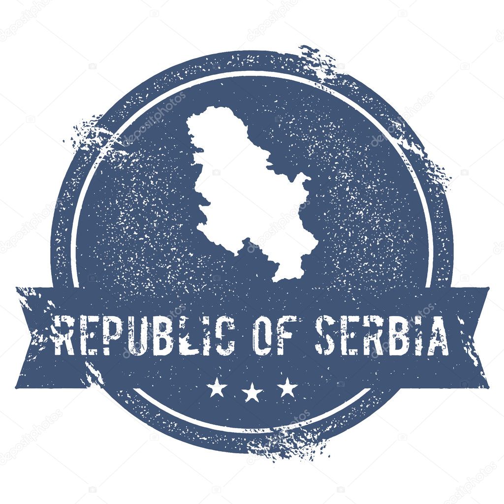 Serbia mark. Travel rubber stamp with the name and map of Serbia, vector illustration. Can be used