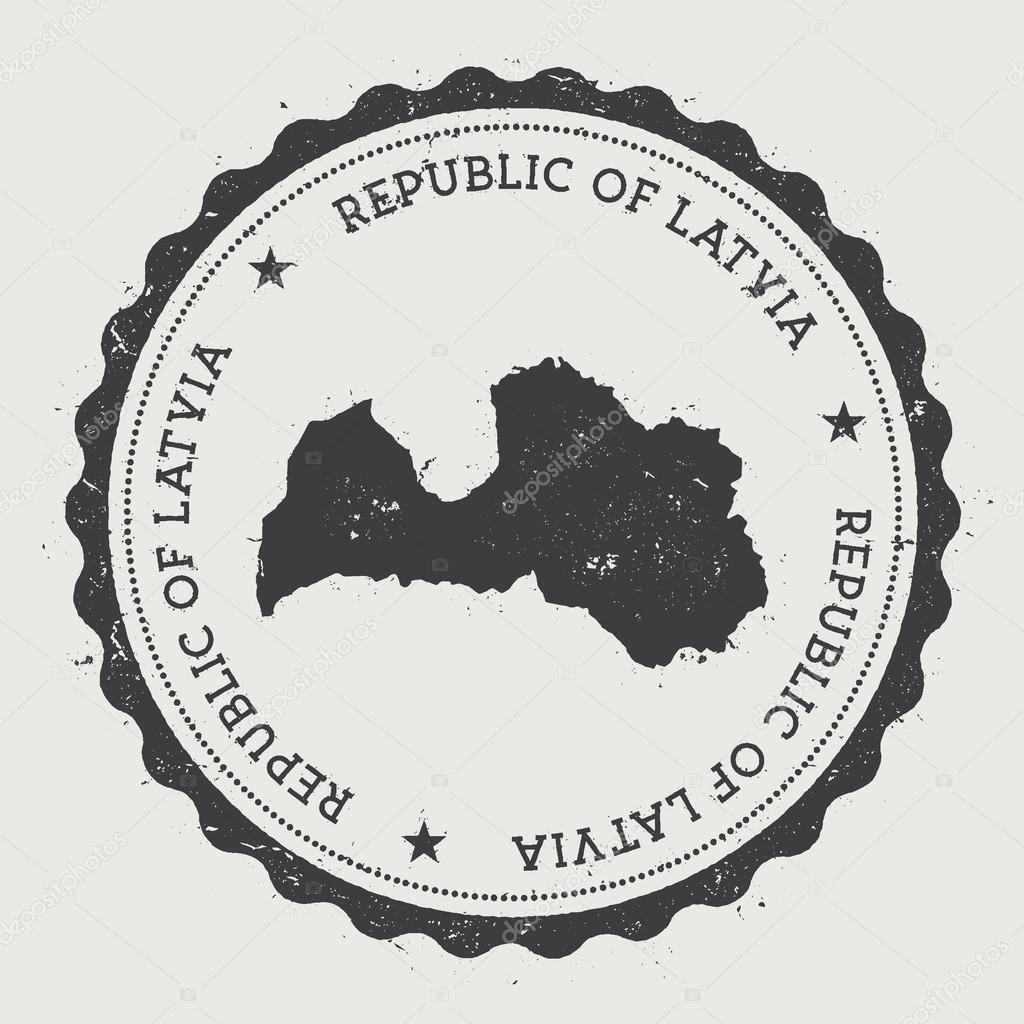 Lotwa Hipster Okragly Stempel Z Mapa Kraju Grafika Wektorowa C Gagarych
