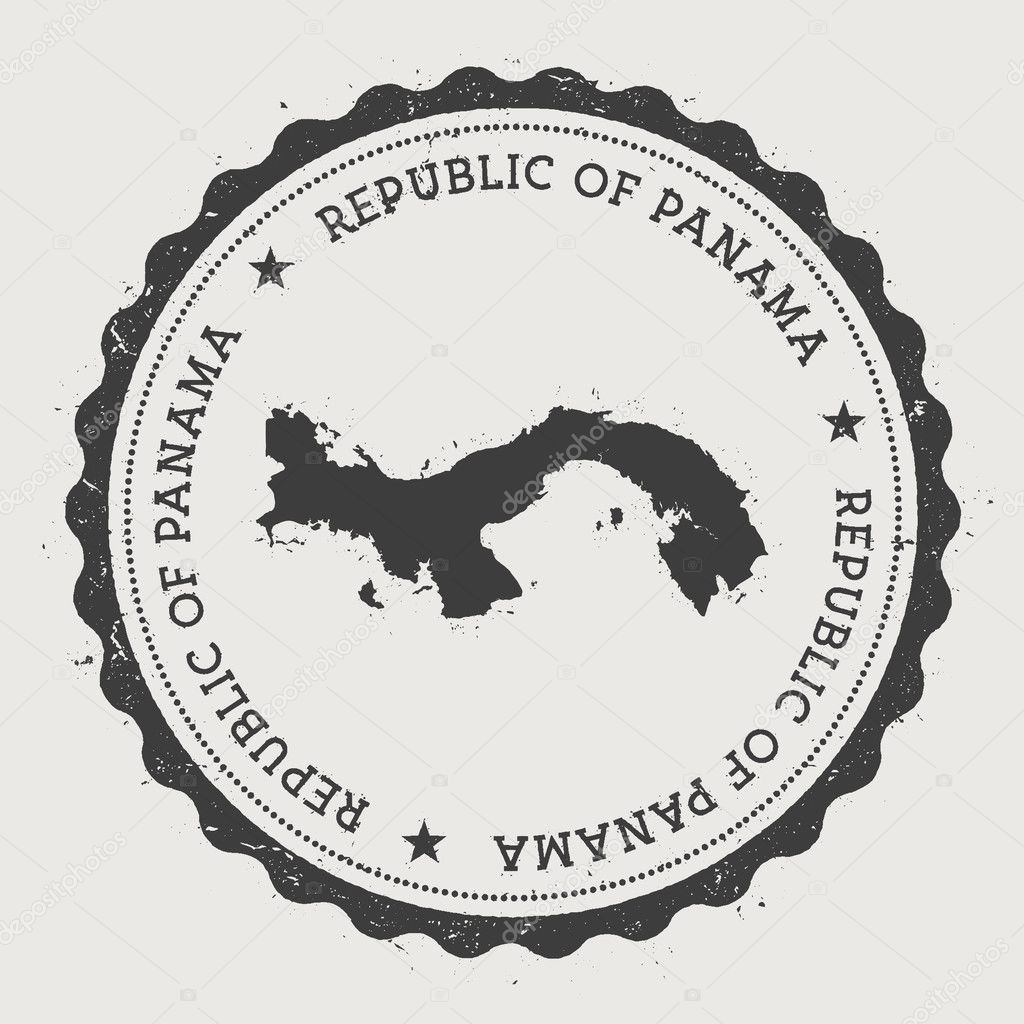 Panama hipster round rubber stamp with country map.