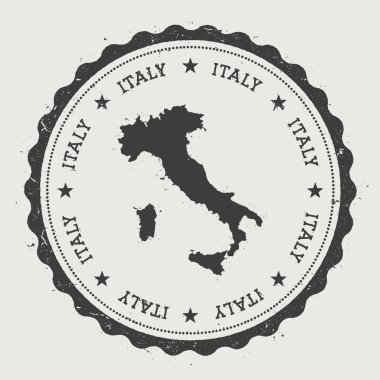 İtalya hipster yuvarlak lastik damgası ile ülke harita.