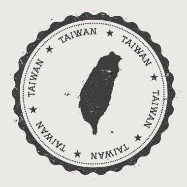 Tayvan, Çin Halk Cumhuriyeti hipster yuvarlak lastik damgası ile ülke harita.