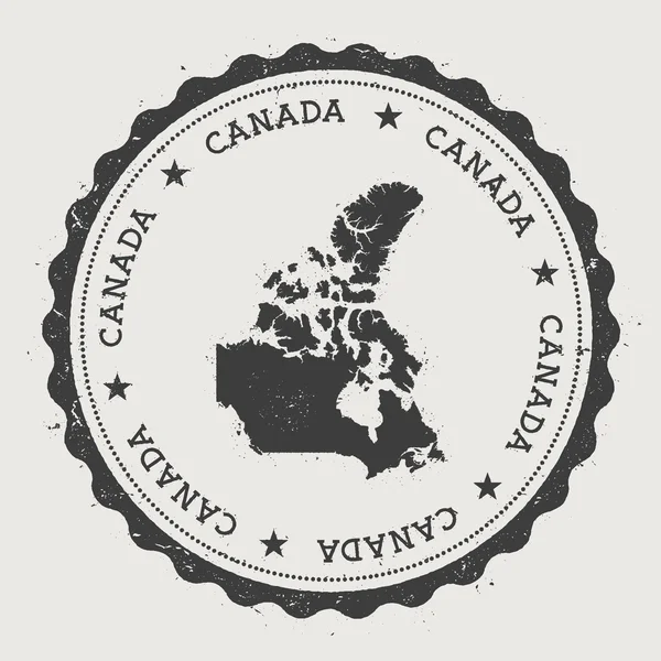 Timbre du Canada en caoutchouc rond hipster avec carte du pays . — Image vectorielle