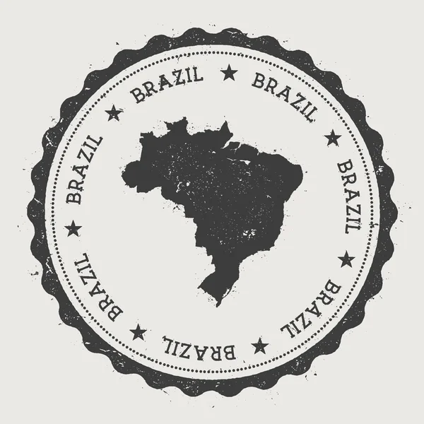 Brazil hipster round rubber stamp with country map. — Stock Vector