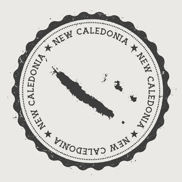 Nueva Caledonia hipster ronda sello de goma con mapa del país . — Vector de stock