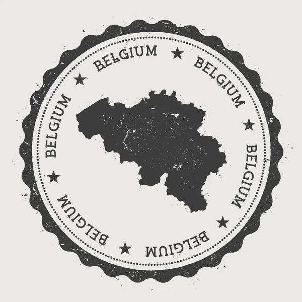 Belgium hipster round rubber stamp with country map. — Stock vektor