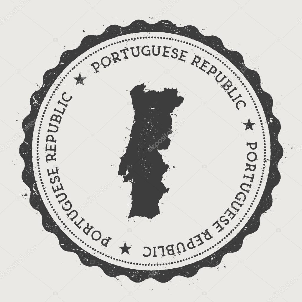 Portugal hipster round rubber stamp with country map.