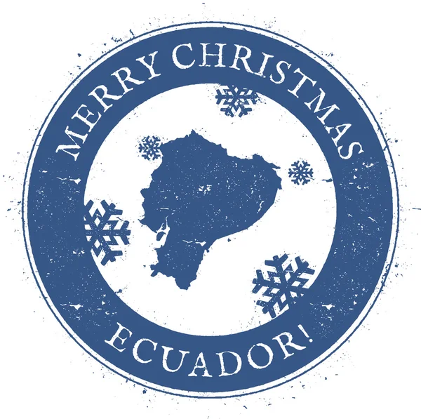 Ecuador map. Vintage Merry Christmas Ecuador Stamp.
