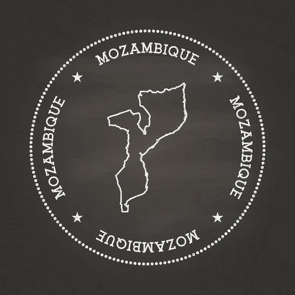 White chalk texture vintage seal with Republic of Mozambique map on a school blackboard.