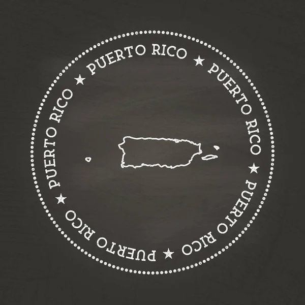 White chalk texture vintage seal with Commonwealth of Puerto Rico map on a school blackboard.