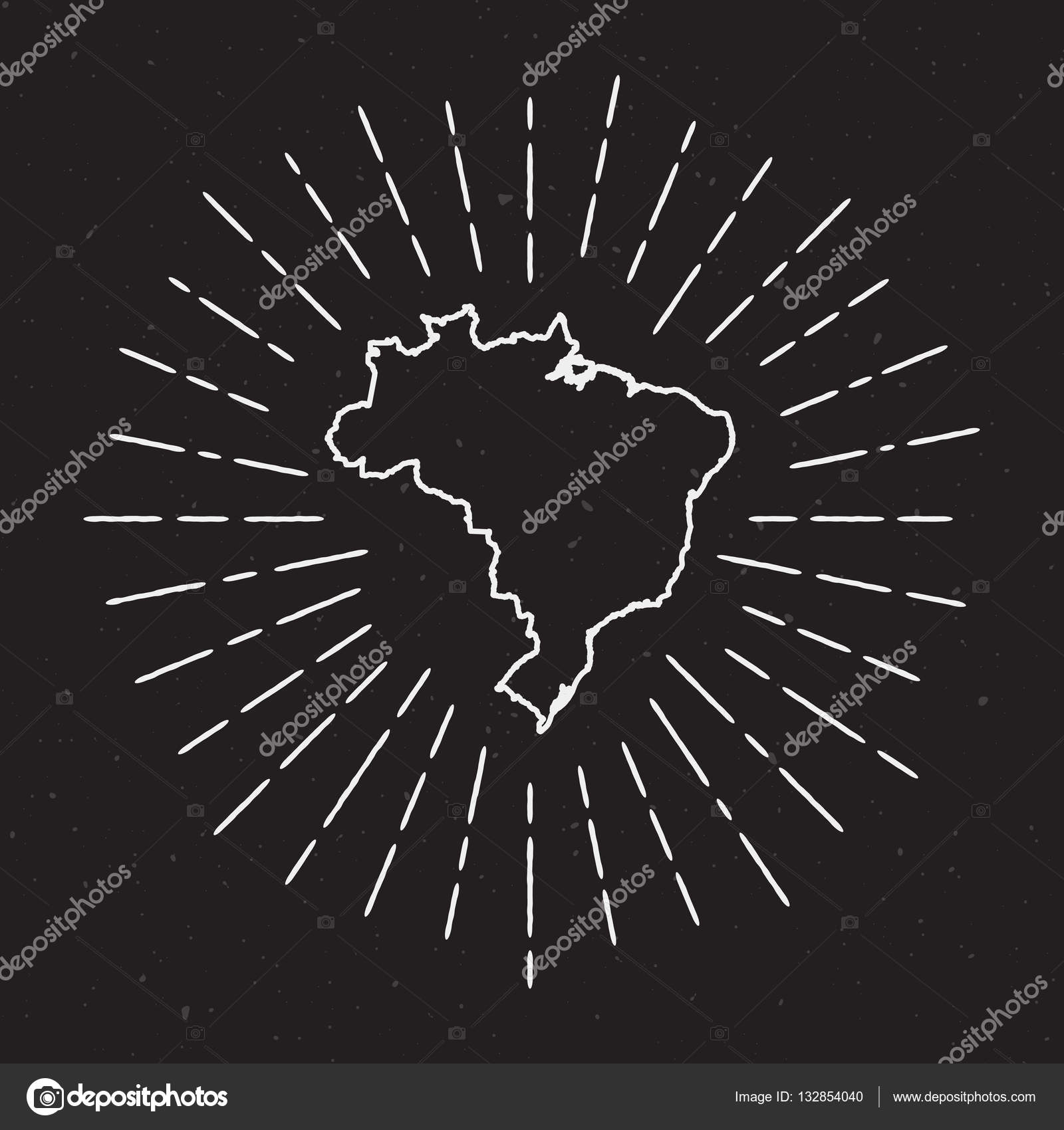 Brazil Vector Map Outline With Vintage Sunburst Border Stock Vector C Gagarych 132854040