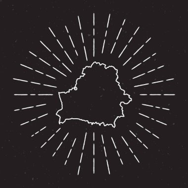 Beyaz Rusya vektör harita anahat Vintage Sunburst kenarlıklı.