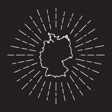 Almanya vektör harita anahat Vintage Sunburst kenarlıklı.