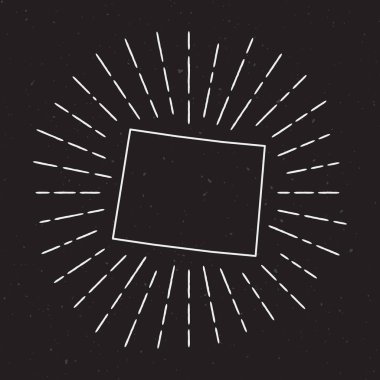 ABD vektör harita anahat Vintage Sunburst kenarlıklı.