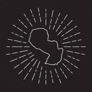 Paraguay vektör harita anahat Vintage Sunburst kenarlıklı.