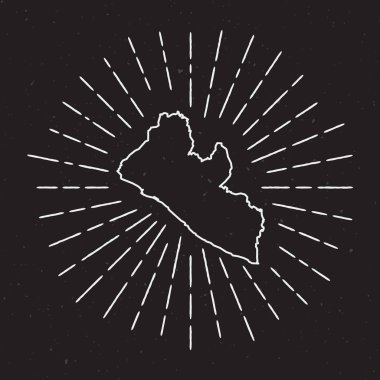 Liberya vektör harita anahat Vintage Sunburst kenarlıklı.