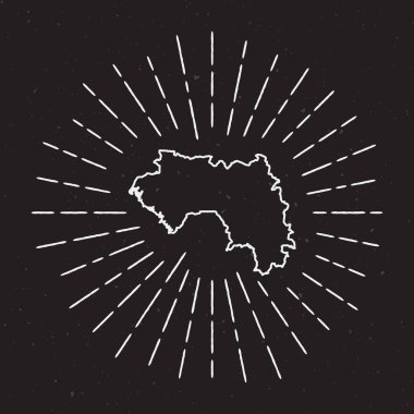 Gine vektör harita anahat Vintage Sunburst kenarlıklı.