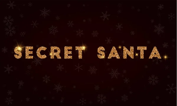 Gizli Noel Baba. Altın glitter tebrik kartı. Lüks tasarım öğesi, vektör çizim.