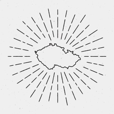 Vektör Çek Cumhuriyeti harita anahat Retro Sunburst kenarlıklı.