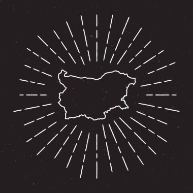 Bulgaristan vektör harita anahat Vintage Sunburst kenarlıklı.