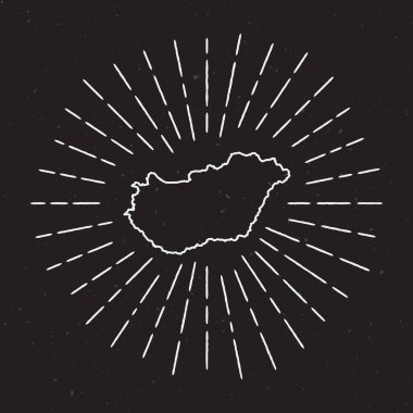 Macaristan vektör harita anahat Vintage Sunburst kenarlıklı