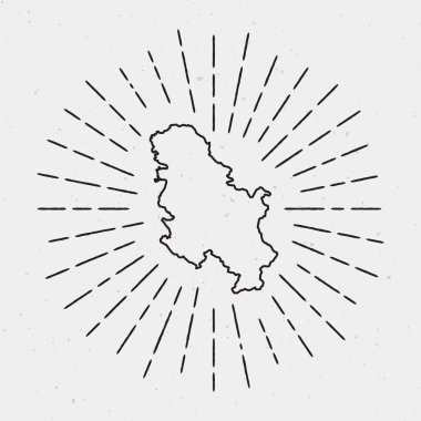 Vektör Sırbistan harita anahat Retro Sunburst kenarlıklı