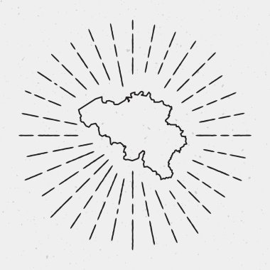 Vektör Belçika harita anahat Retro Sunburst kenarlıklı